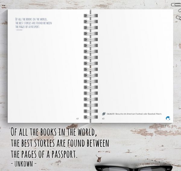 Reisetagebuch für USA mit Reisezitaten für dein Auslandsjahr
